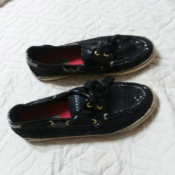 Sperry Classic Black Sequins Shoes Size Wo's 9M - Picture 3 of 4